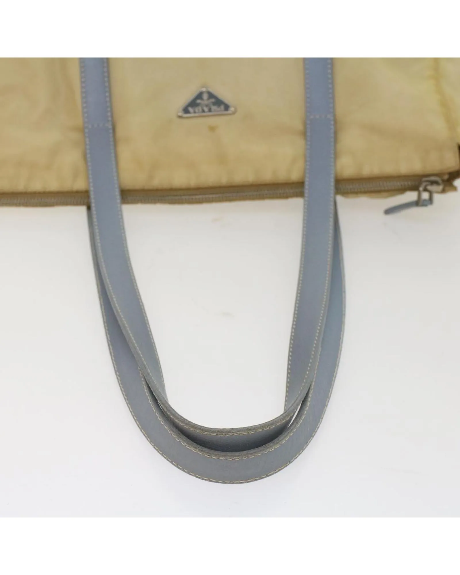Beige Nylon Tote Bag with Accessory