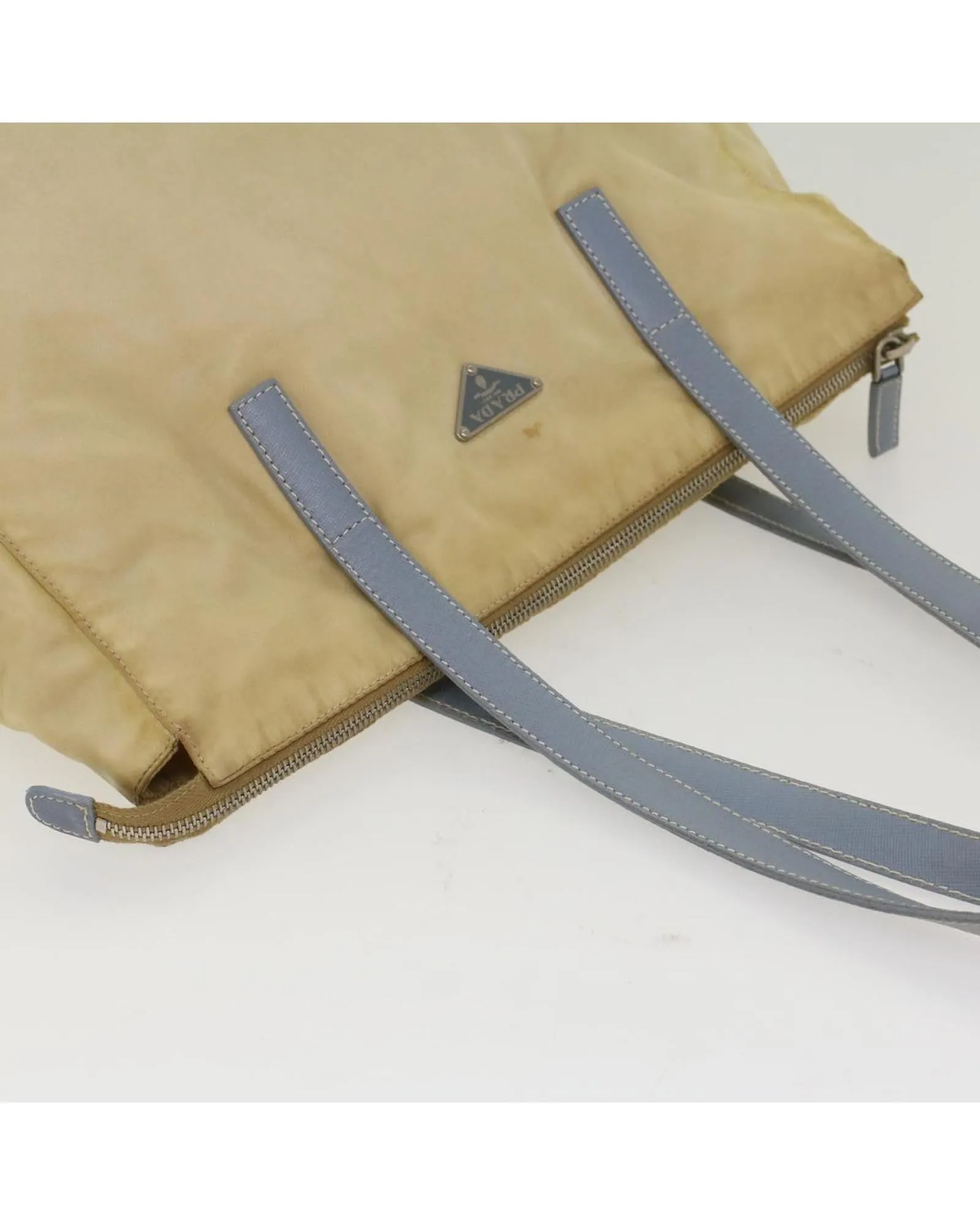 Beige Nylon Tote Bag with Accessory