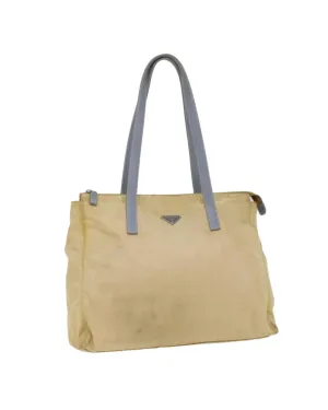 Beige Nylon Tote Bag with Accessory