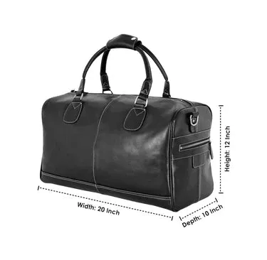BLACK LEATHER HOLDALL BAG WEEKEND BAG DUFFEL TRAVEL BAG