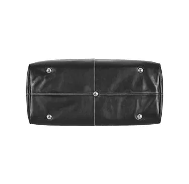 BLACK LEATHER HOLDALL BAG WEEKEND BAG DUFFEL TRAVEL BAG
