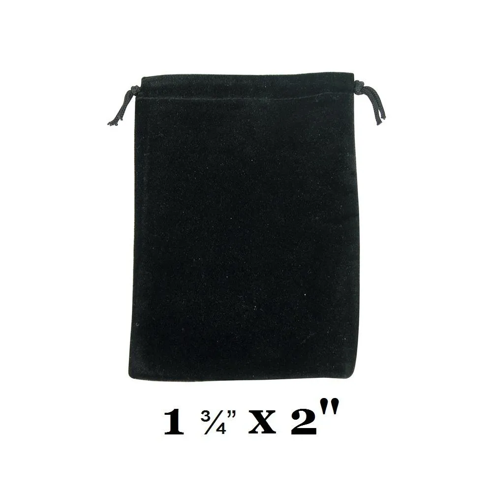Black Ultra-Soft Velvet Drawstring Bags - 12 Bags in a pack - Multiple sizes available