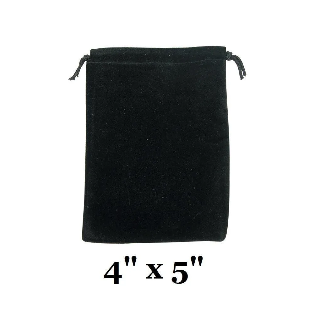 Black Ultra-Soft Velvet Drawstring Bags - 12 Bags in a pack - Multiple sizes available