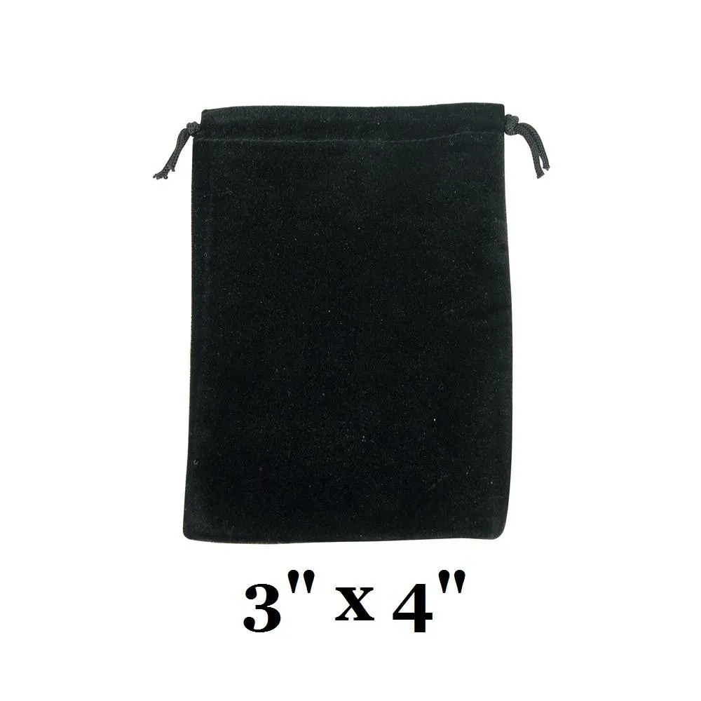Black Ultra-Soft Velvet Drawstring Bags - 12 Bags in a pack - Multiple sizes available