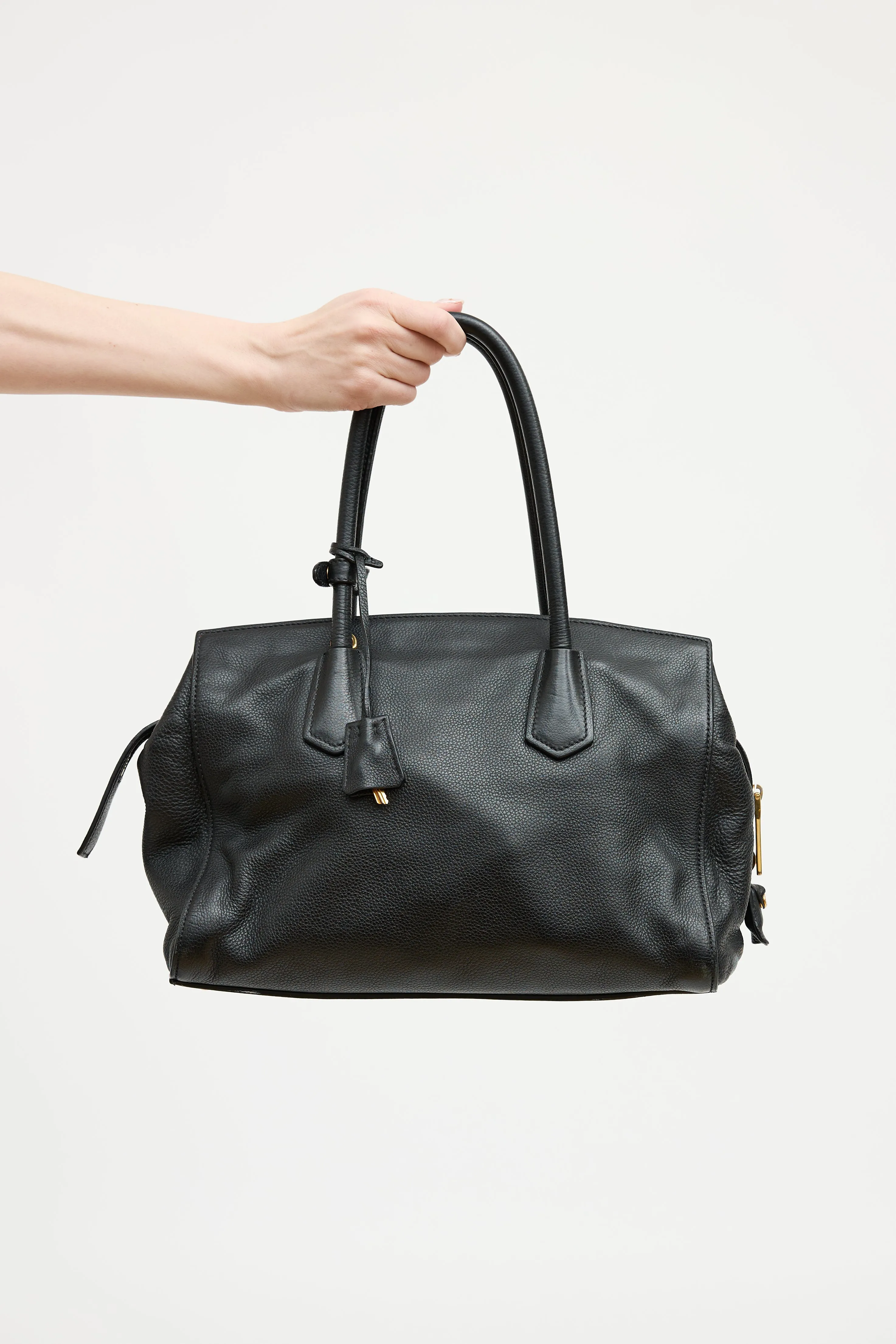 Black Vitello Daino Tote Bag