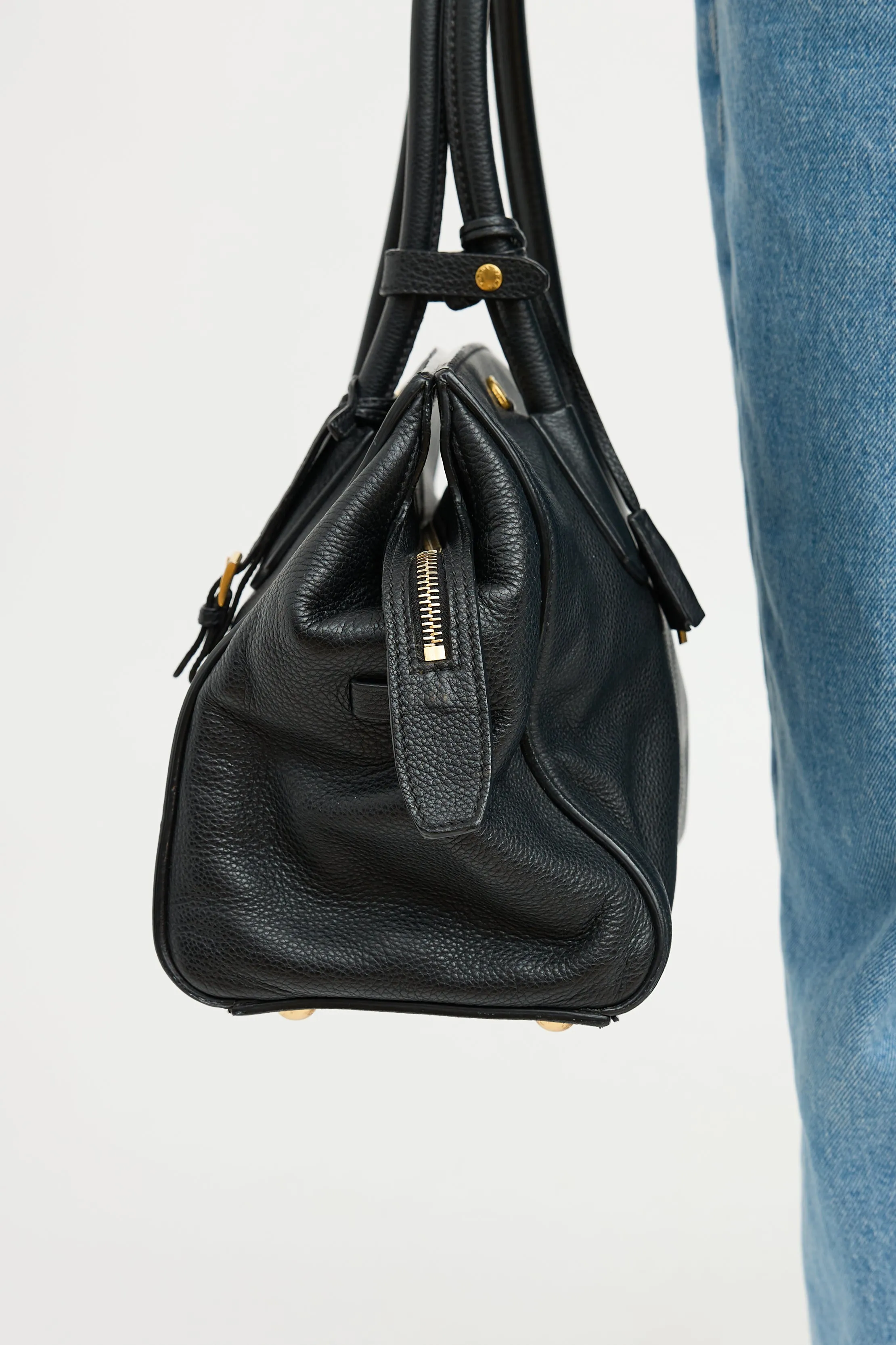 Black Vitello Daino Tote Bag