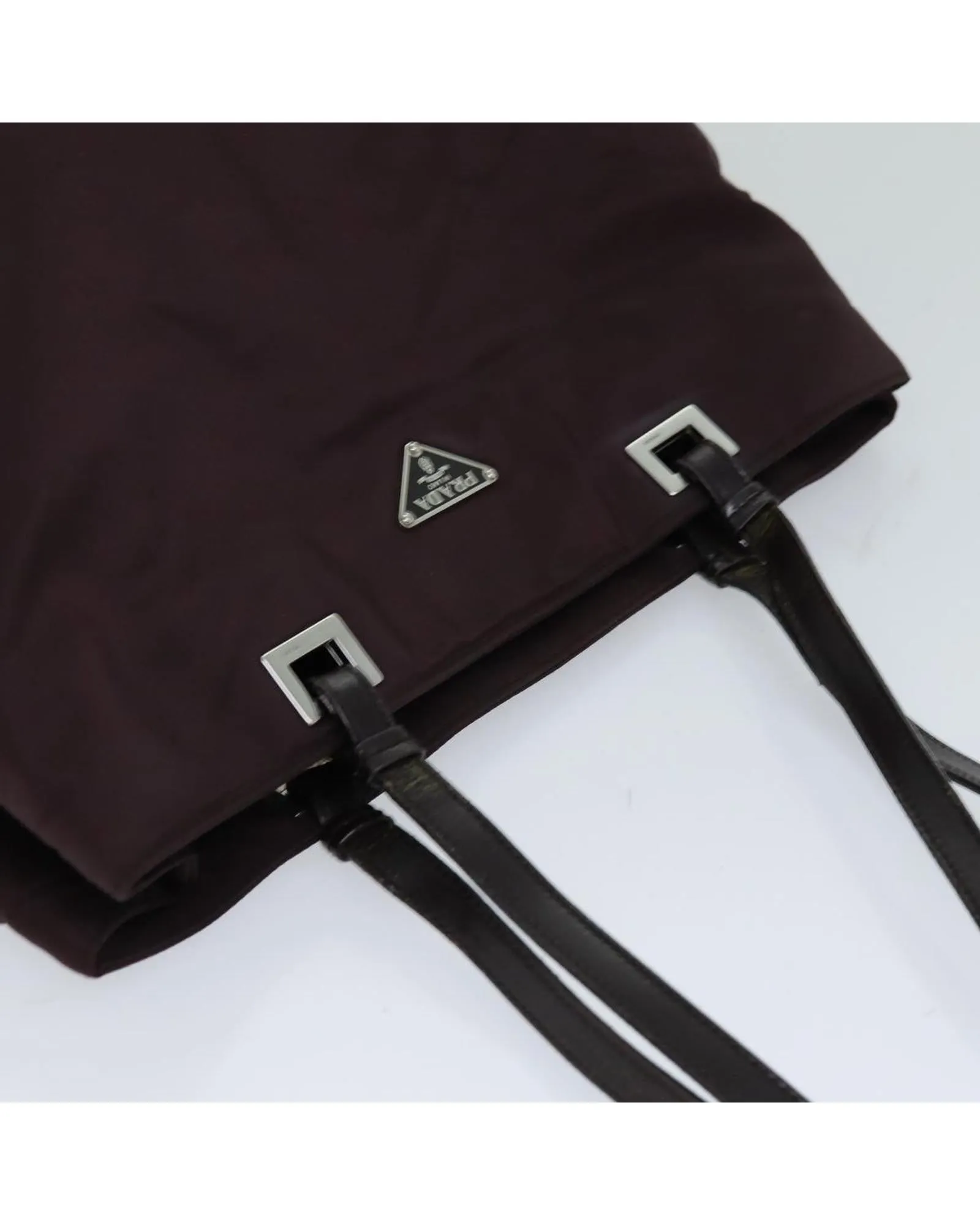 Bordeaux Nylon Tote Bag with Handles - Pre-owned