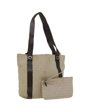 Canvas Beige Brown Tote Bag