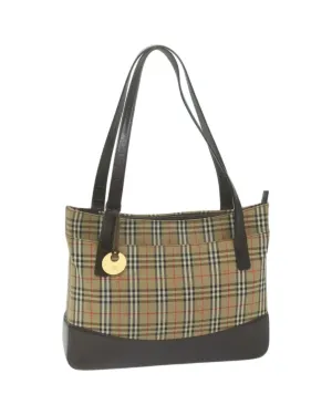 Canvas Beige Nova Check Tote Bag by Burberry