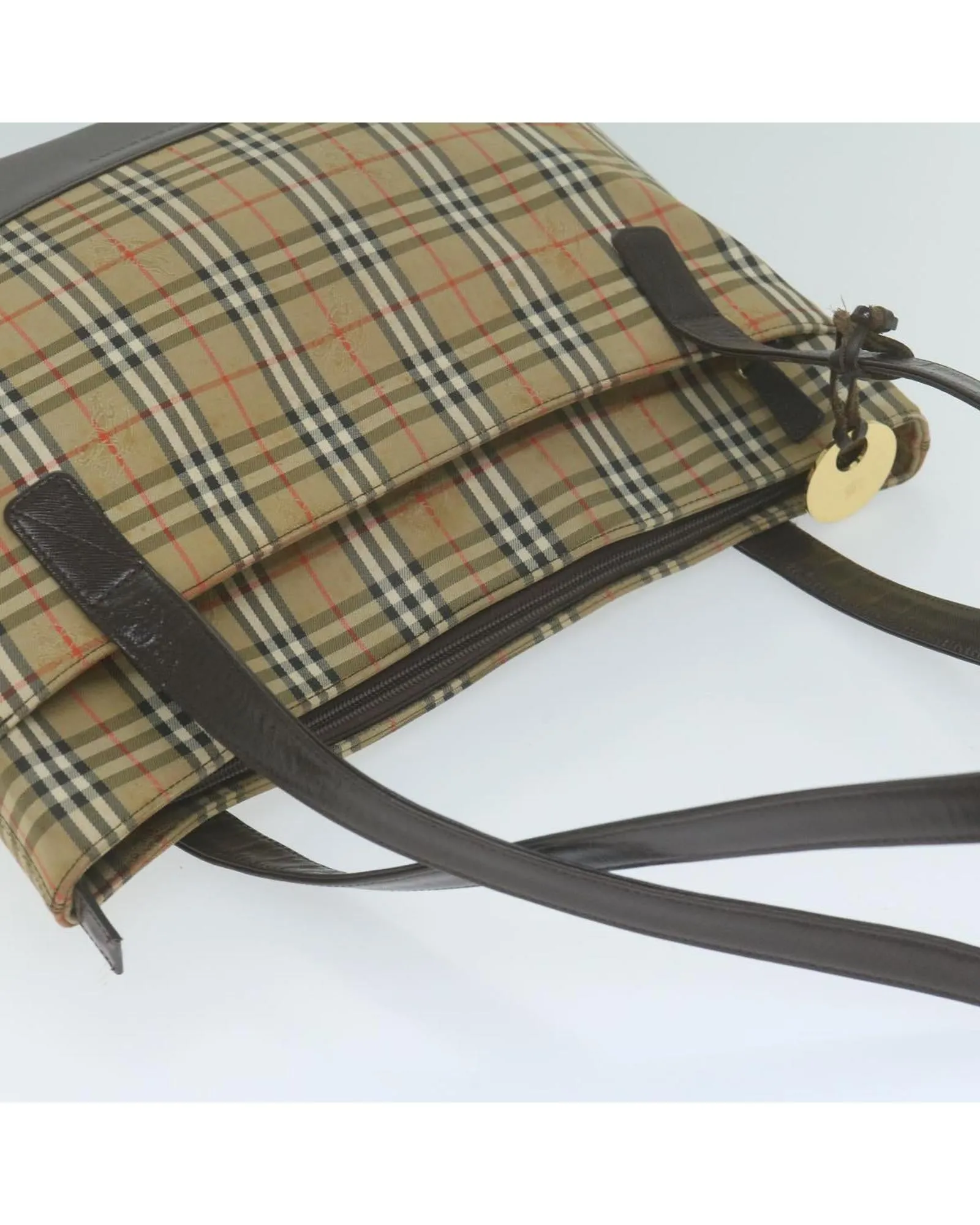 Canvas Beige Nova Check Tote Bag by Burberry