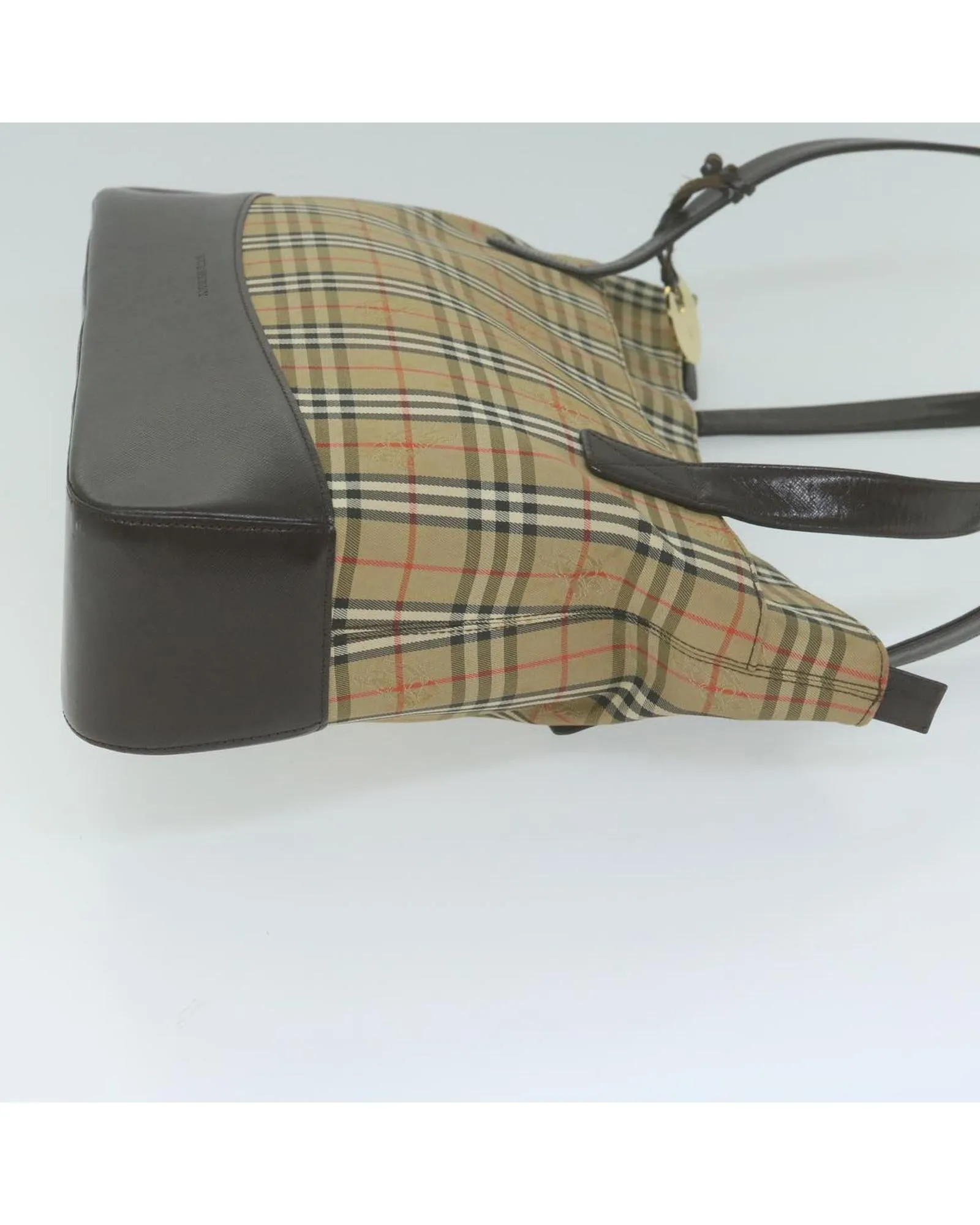 Canvas Beige Nova Check Tote Bag by Burberry