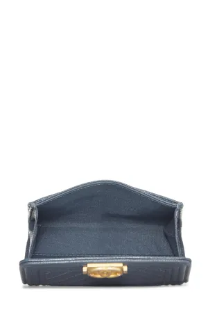 Chanel,  Blue Caviar Chevron Boy Coin Purse, Blue