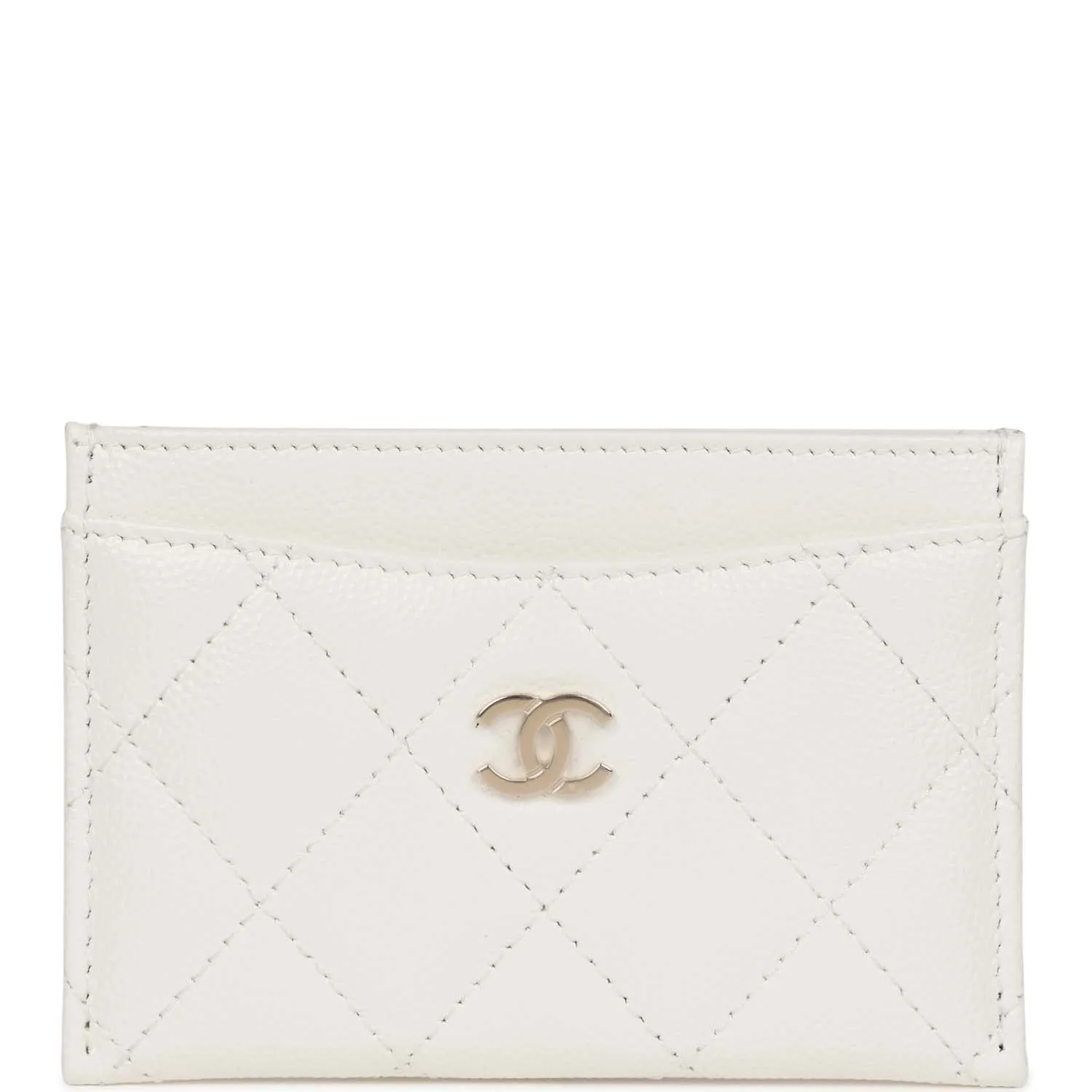 Chanel Card Holder Wallet White Caviar Light Gold Hardware