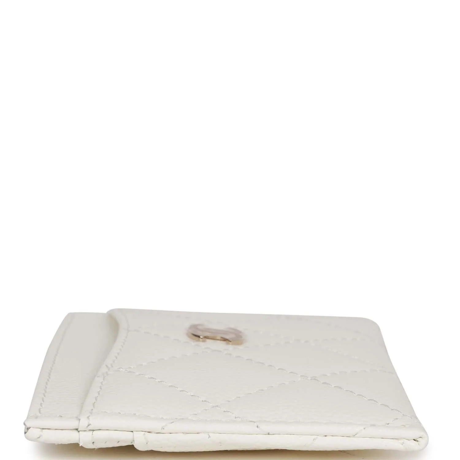 Chanel Card Holder Wallet White Caviar Light Gold Hardware