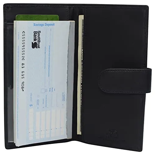 CN157 Real Leather Checkbook Cover RFID Wallets For Women Duplicate Check With Snap Closure