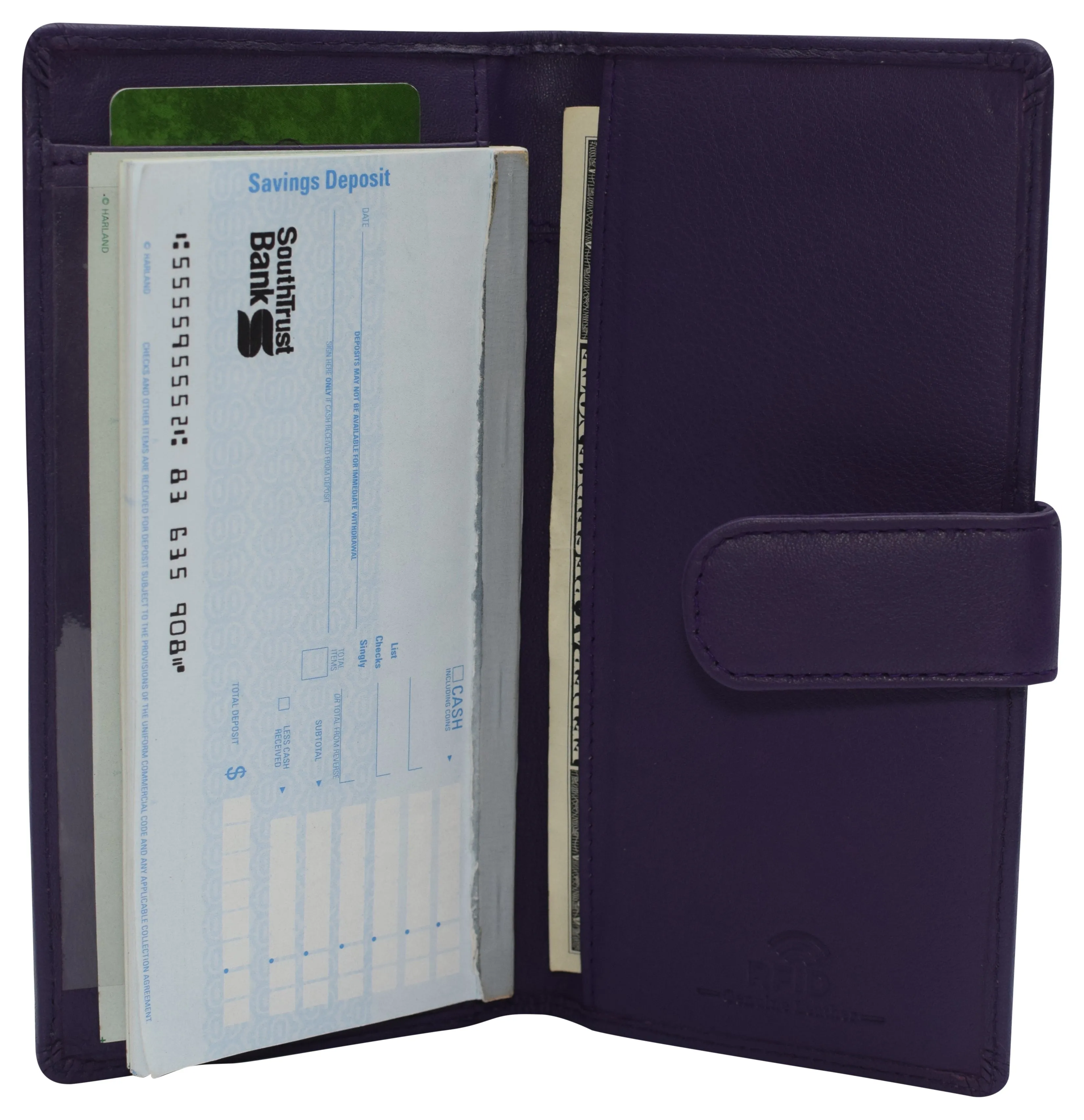 CN157 Real Leather Checkbook Cover RFID Wallets For Women Duplicate Check With Snap Closure