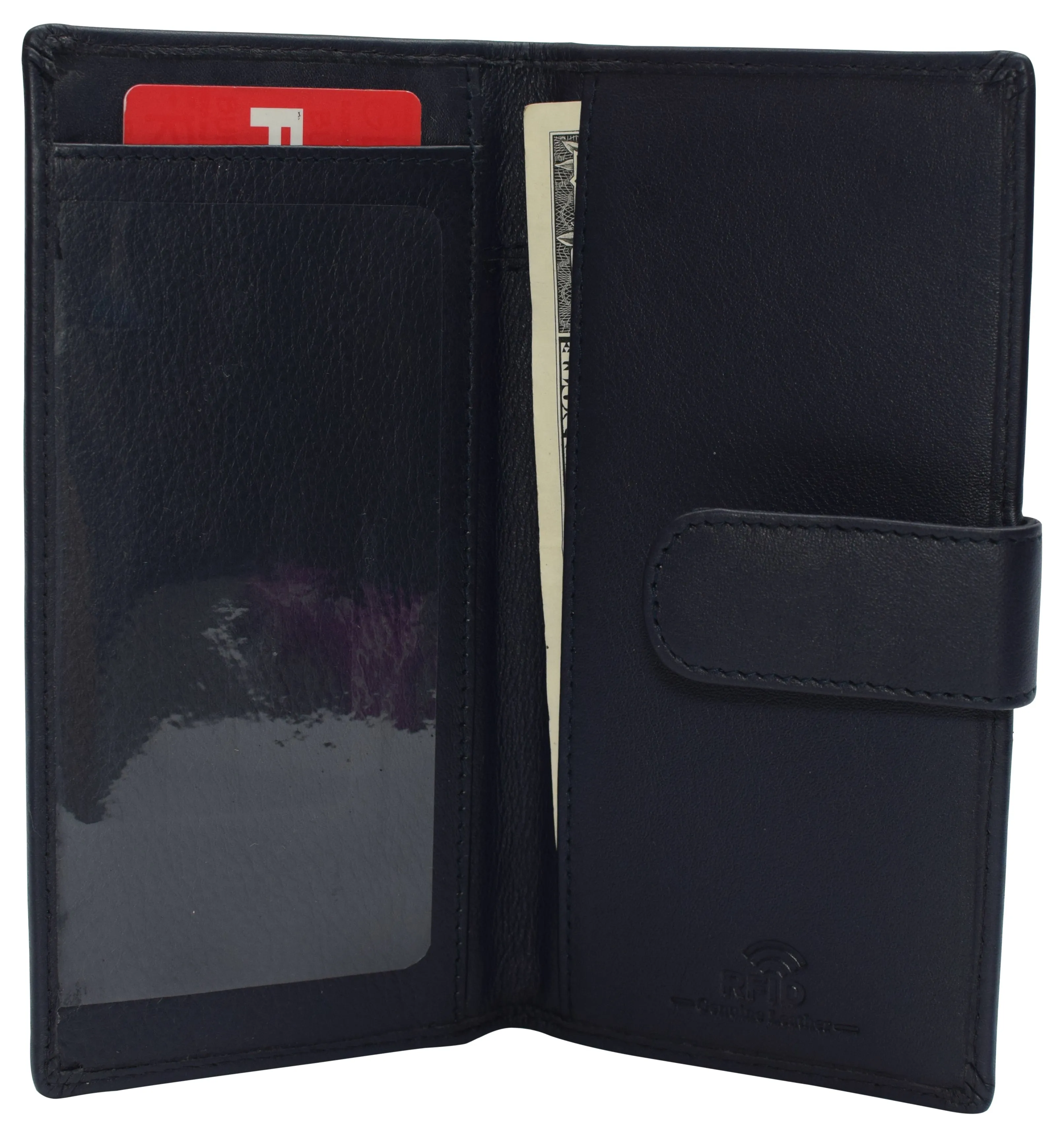 CN157 Real Leather Checkbook Cover RFID Wallets For Women Duplicate Check With Snap Closure