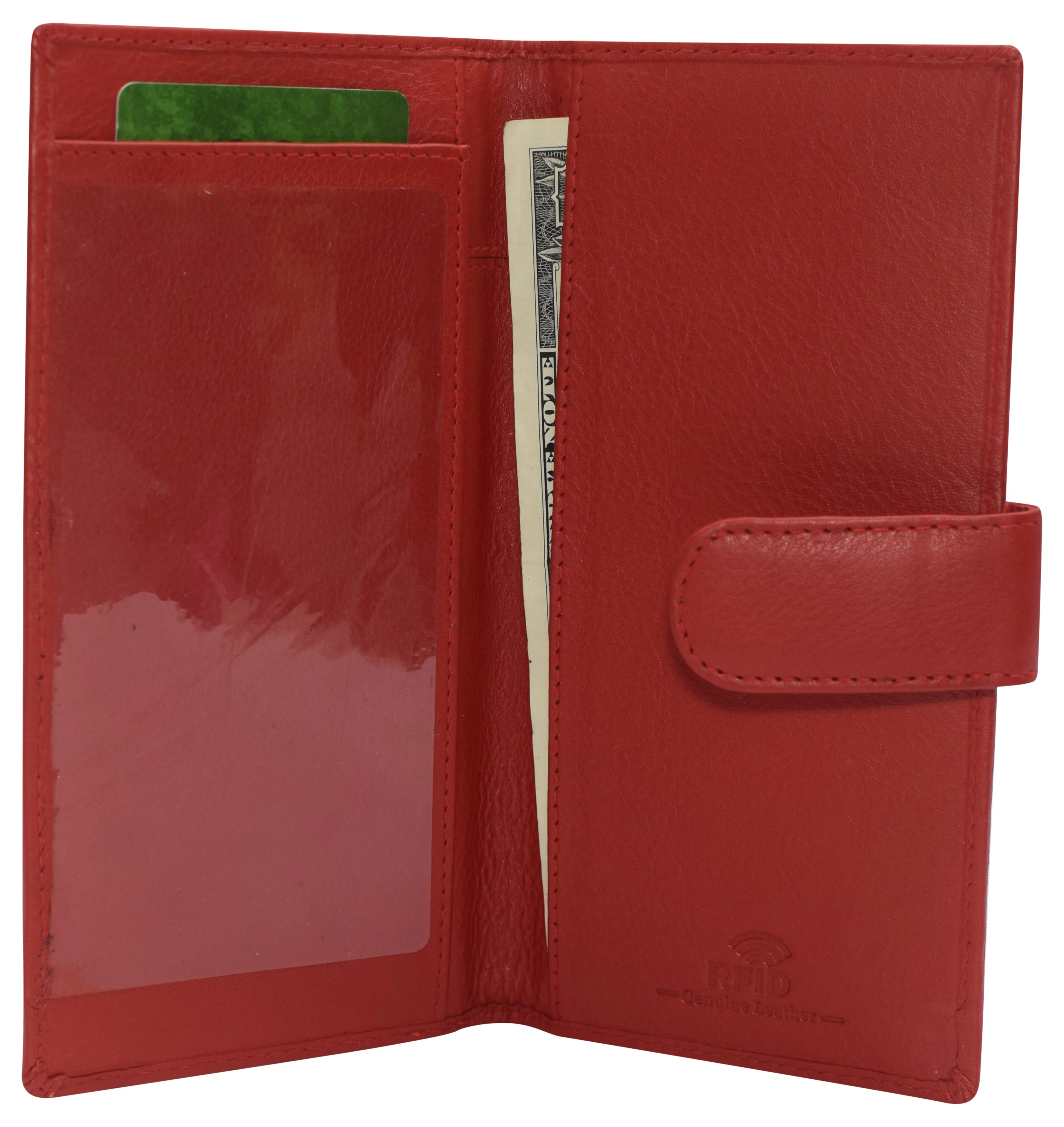 CN157 Real Leather Checkbook Cover RFID Wallets For Women Duplicate Check With Snap Closure