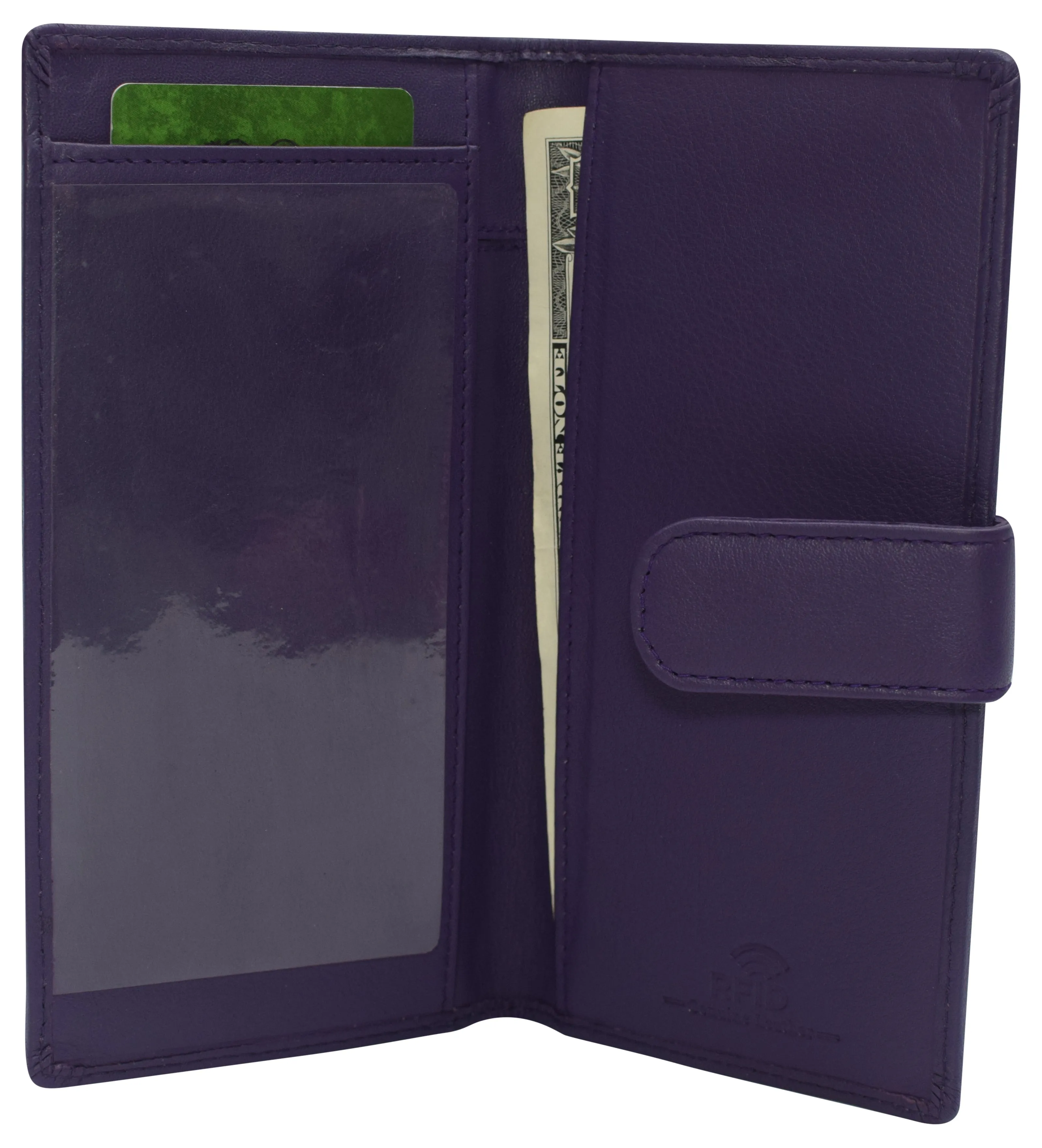 CN157 Real Leather Checkbook Cover RFID Wallets For Women Duplicate Check With Snap Closure