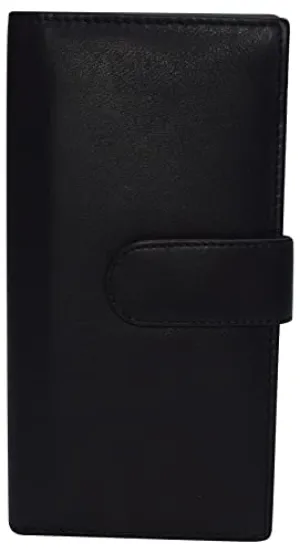 CN157 Real Leather Checkbook Cover RFID Wallets For Women Duplicate Check With Snap Closure