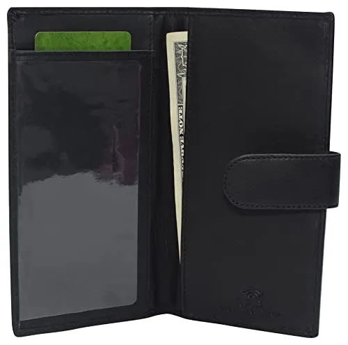 CN157 Real Leather Checkbook Cover RFID Wallets For Women Duplicate Check With Snap Closure