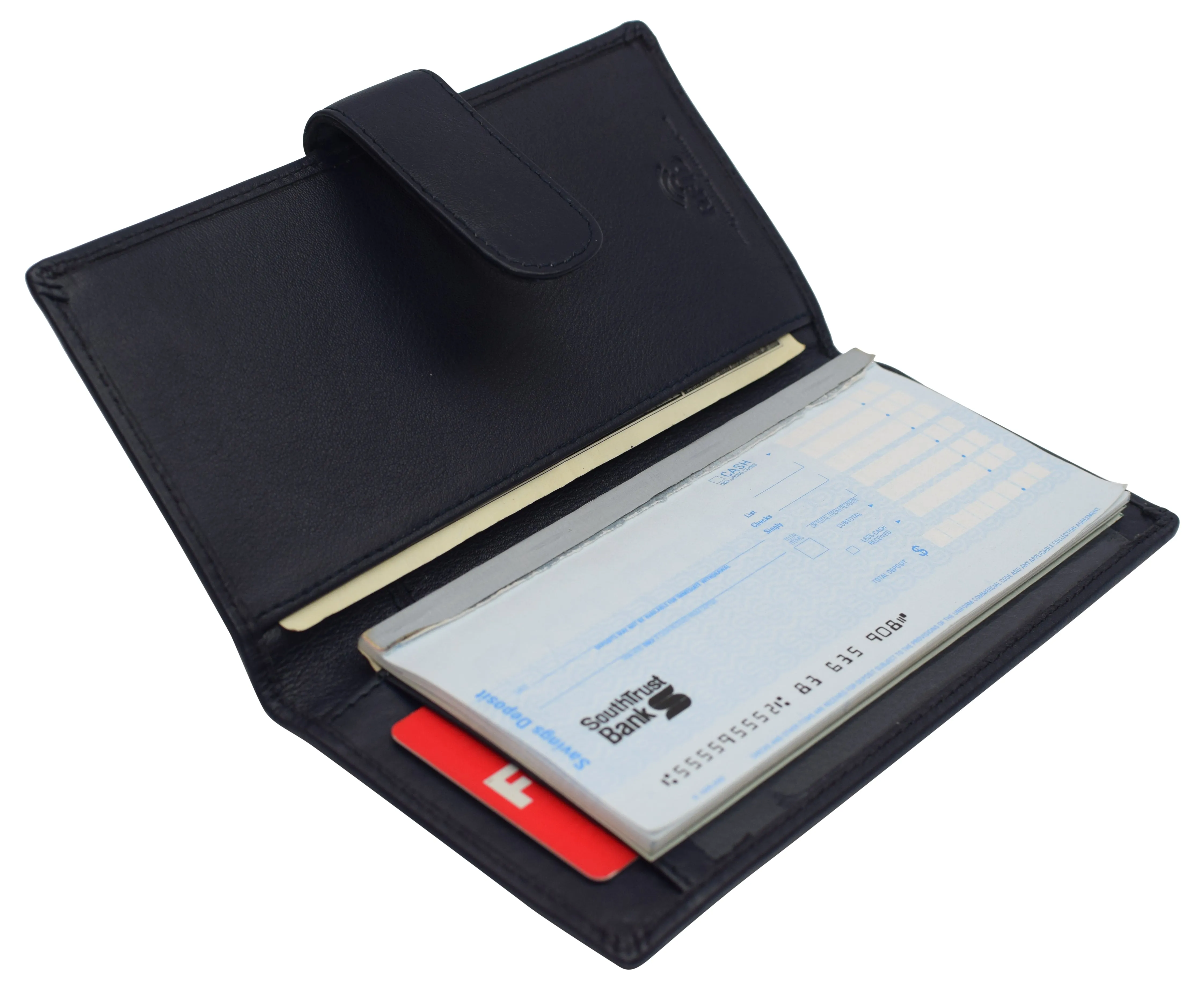 CN157 Real Leather Checkbook Cover RFID Wallets For Women Duplicate Check With Snap Closure