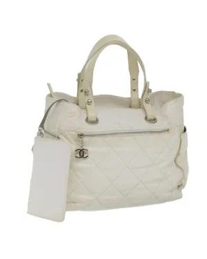 Coated Canvas Tote Bag with White CC Design - Authentic CHANEL Paris