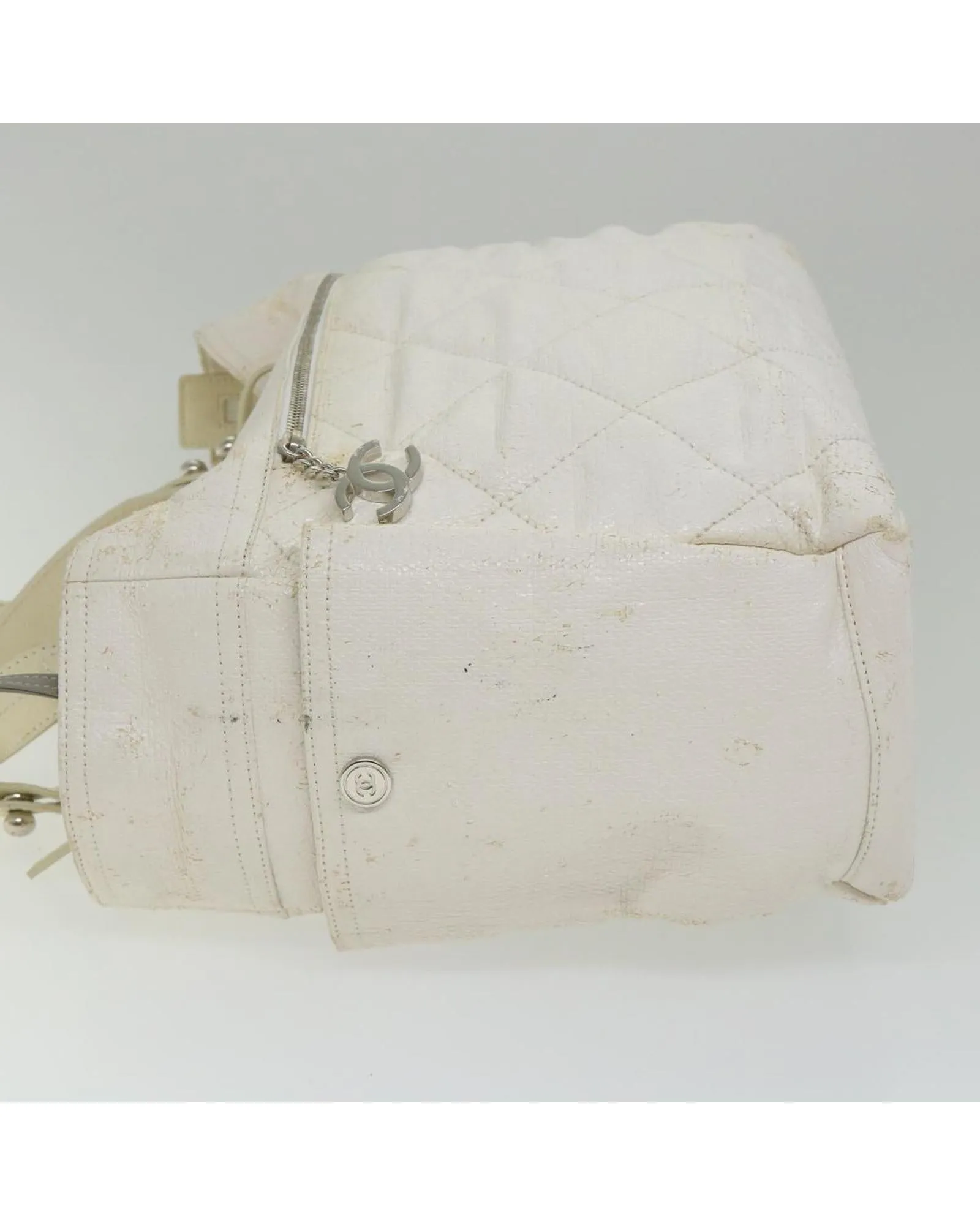 Coated Canvas Tote Bag with White CC Design - Authentic CHANEL Paris
