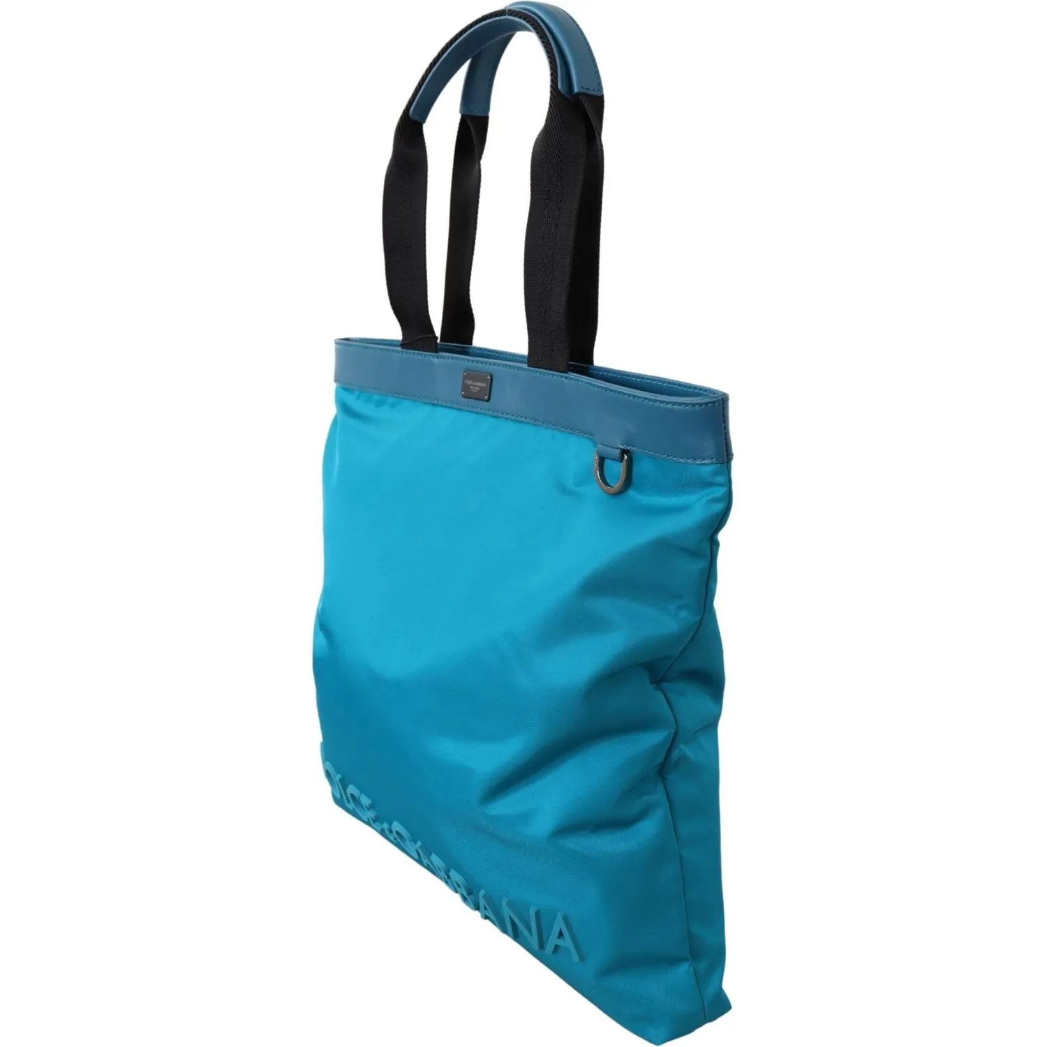Dolce & Gabbana Sapphire Blue Nylon Tote Bag with Logo Detail