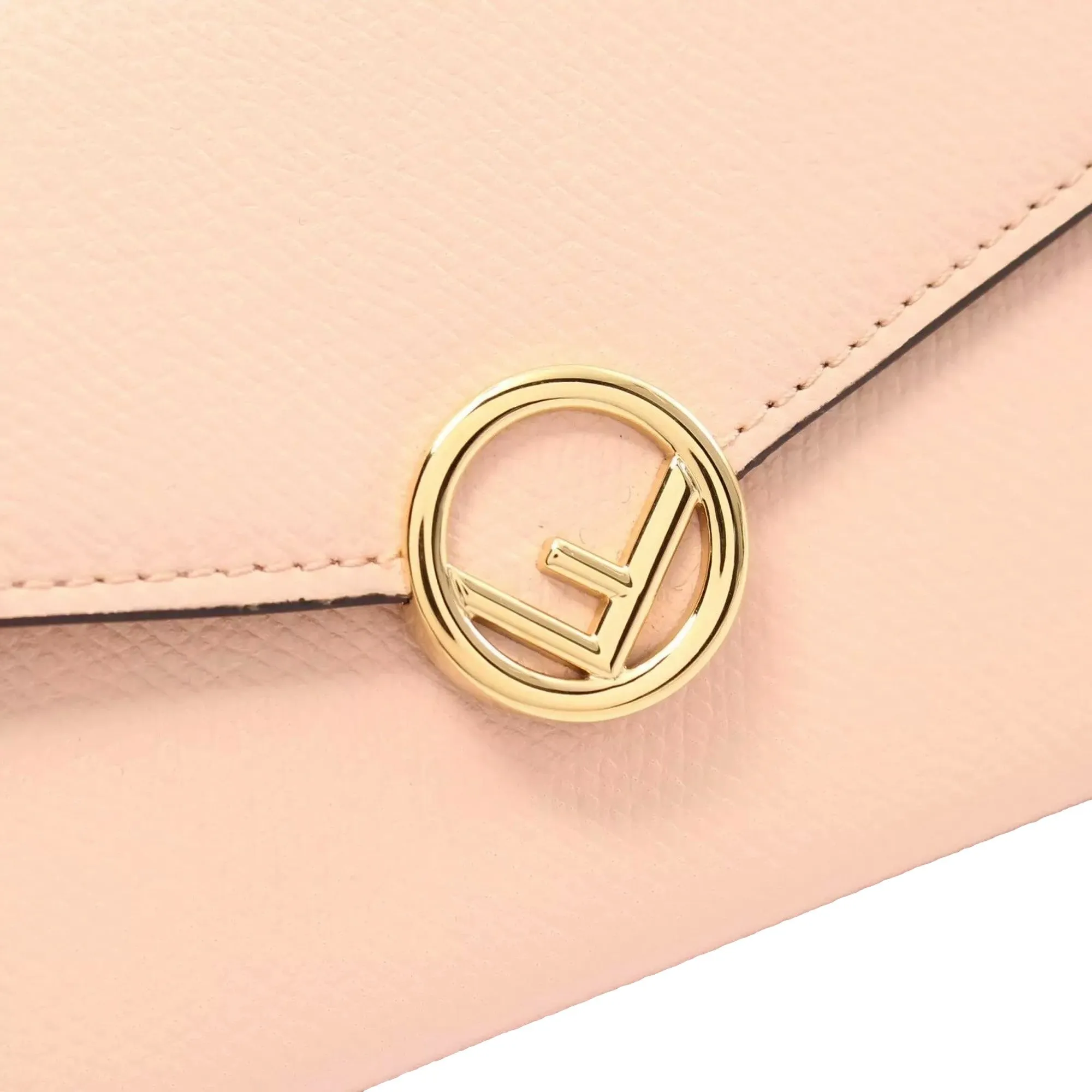 Fendi F Is Fendi Leather Long Envelope Womens Wallet Light Rose Beige Pink