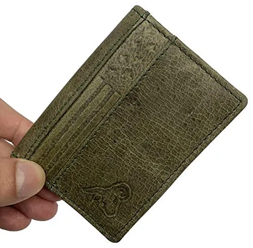 Genuine Leather Business Card Holder Name Card Case Credit Card Wallet with ID Window RFID Blocking USA Series RFID70HU