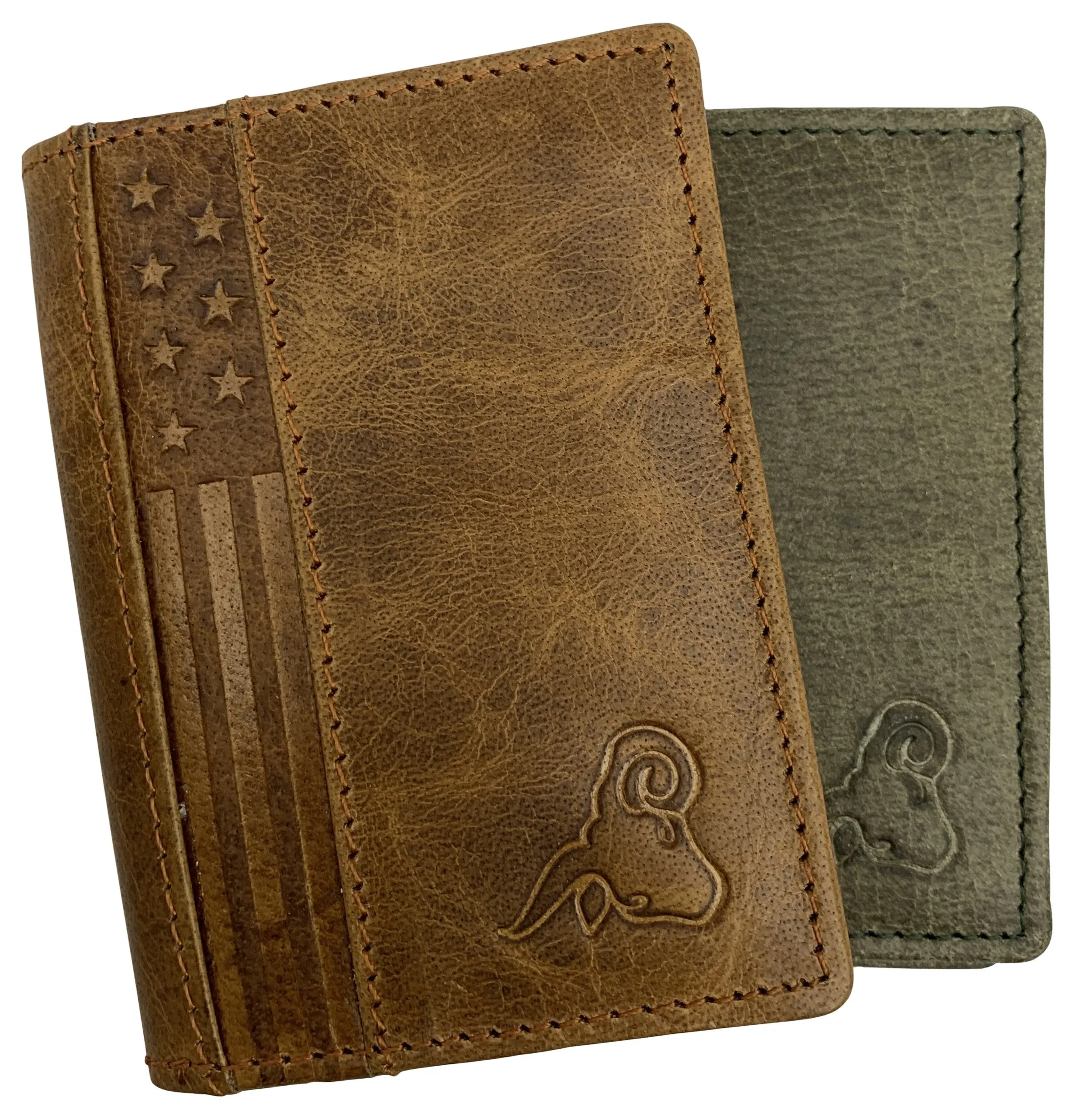 Genuine Leather Business Card Holder Name Card Case Credit Card Wallet with ID Window RFID Blocking USA Series RFID70HU
