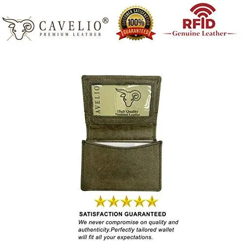 Genuine Leather Business Card Holder Name Card Case Credit Card Wallet with ID Window RFID Blocking USA Series RFID70HU