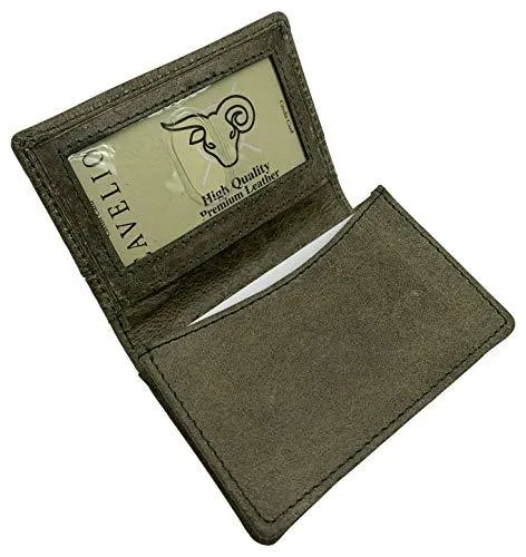 Genuine Leather Business Card Holder Name Card Case Credit Card Wallet with ID Window RFID Blocking USA Series RFID70HU