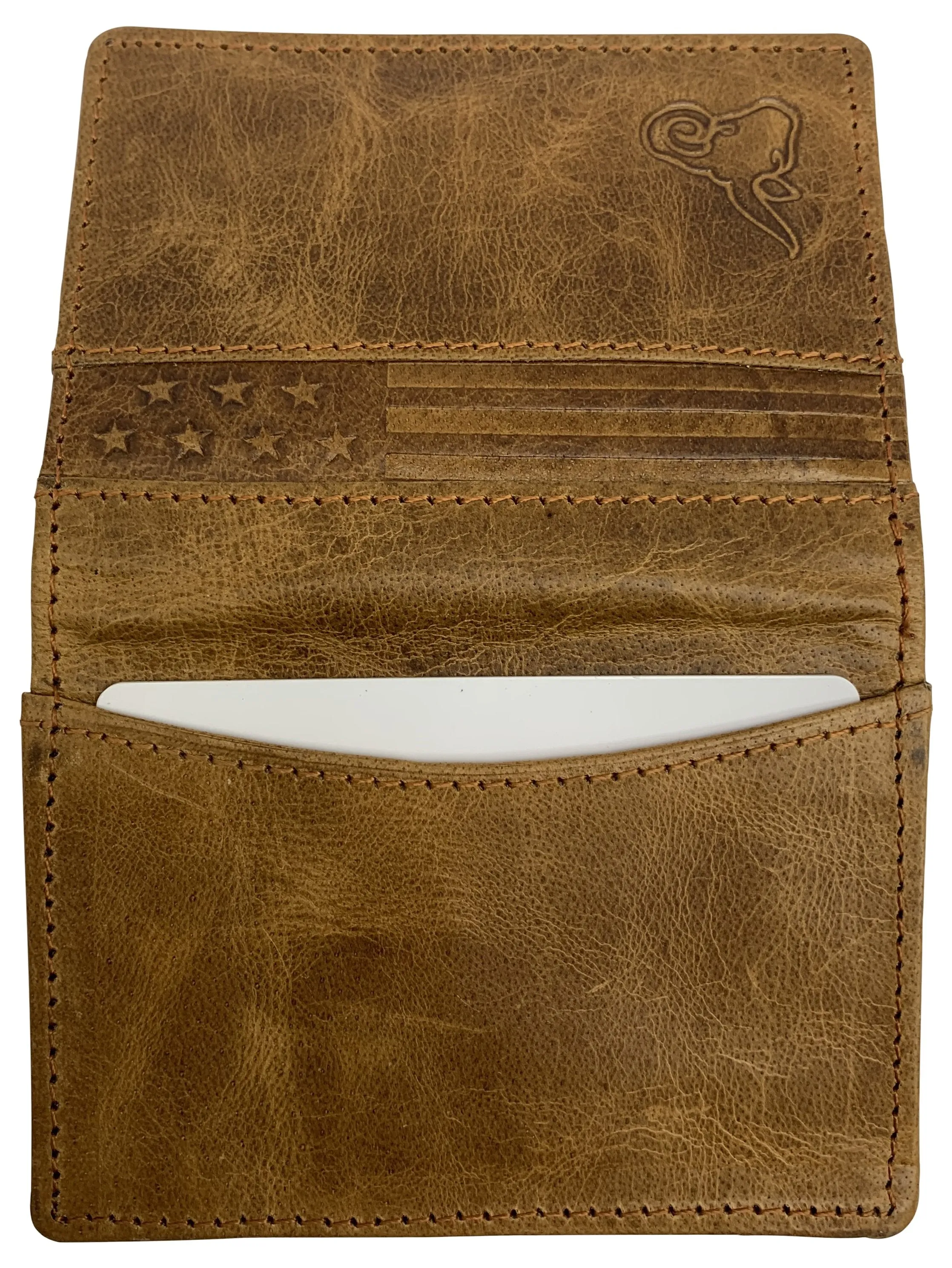 Genuine Leather Business Card Holder Name Card Case Credit Card Wallet with ID Window RFID Blocking USA Series RFID70HU