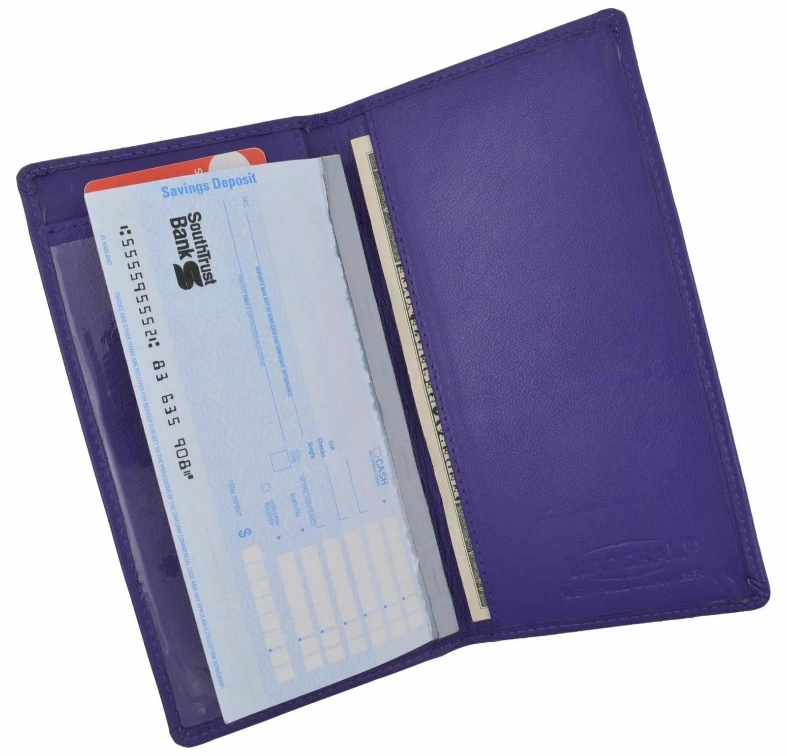 Genuine Leather PLAIN Checkbook Cover Purple NEW!!!