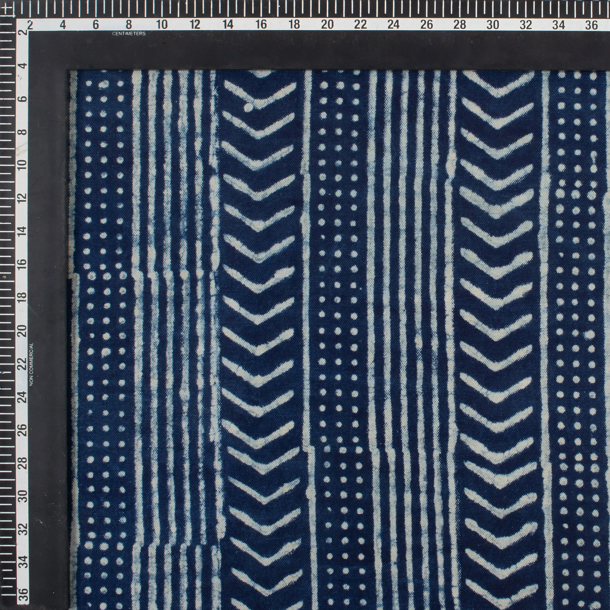 Hand Block Stripes Printed Indigo Canvas Fabric For Bags