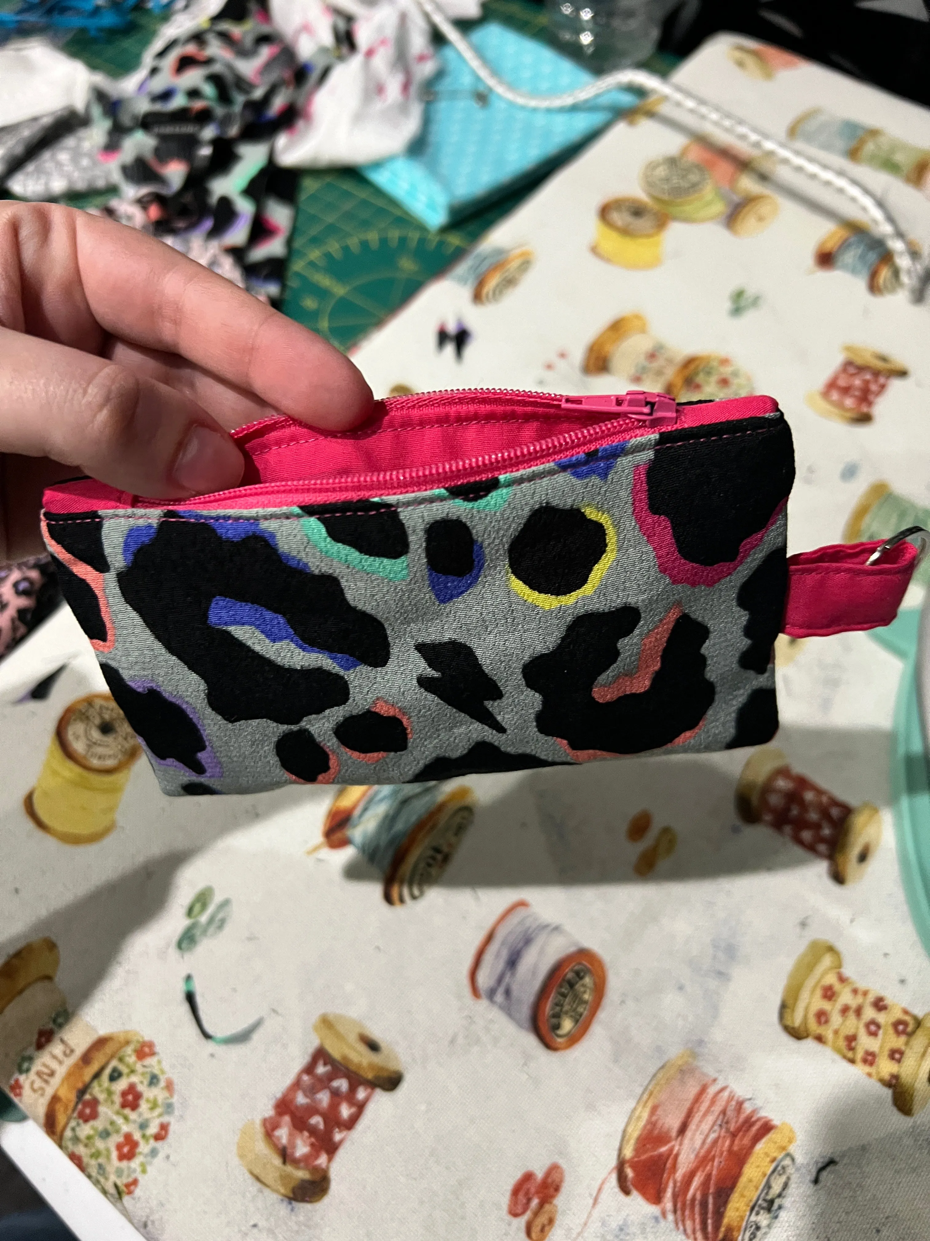 Khaki Rainbow Leopard Print Coin Purse
