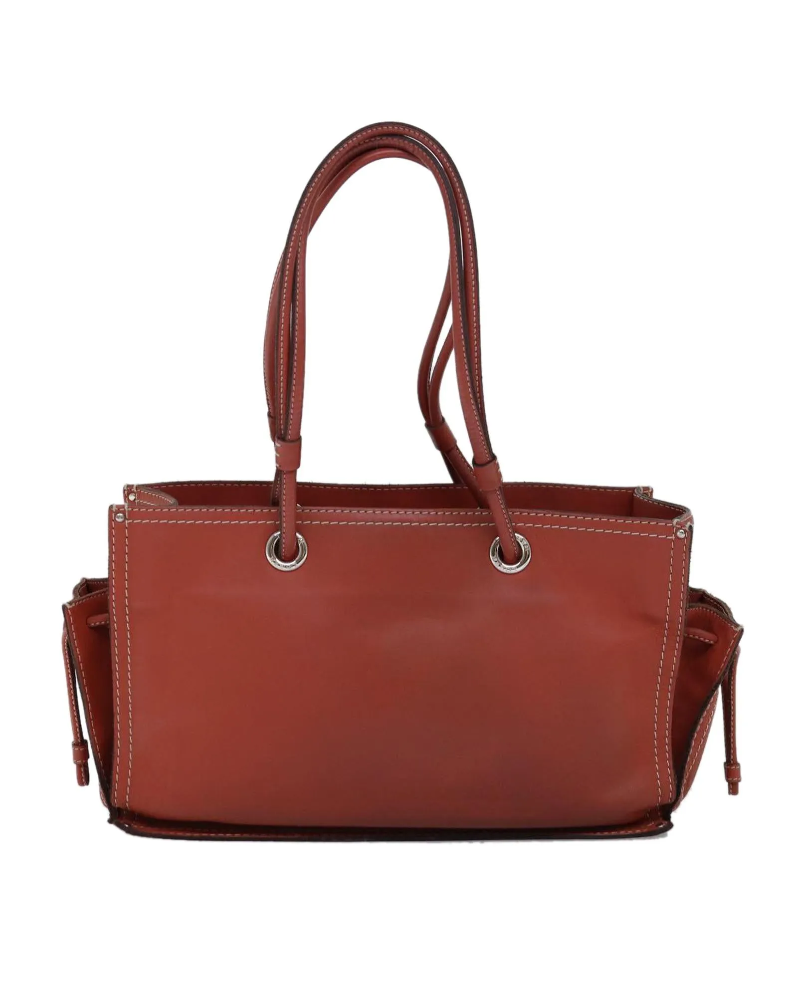 Leather Anagram Tote Bag in Orange by LOEWE