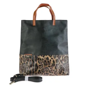 Leopard & Black Tote Handbag