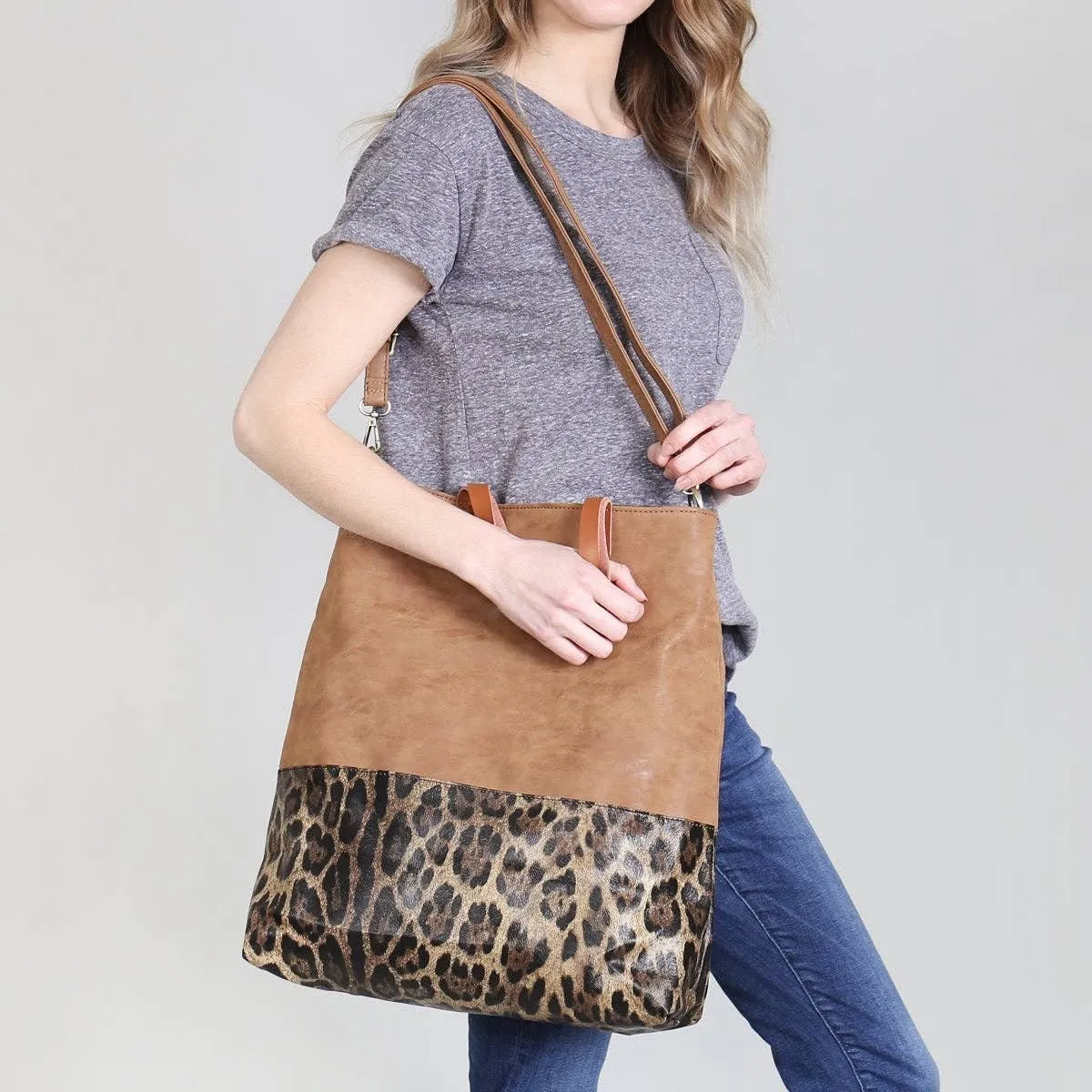 Leopard & Black Tote Handbag