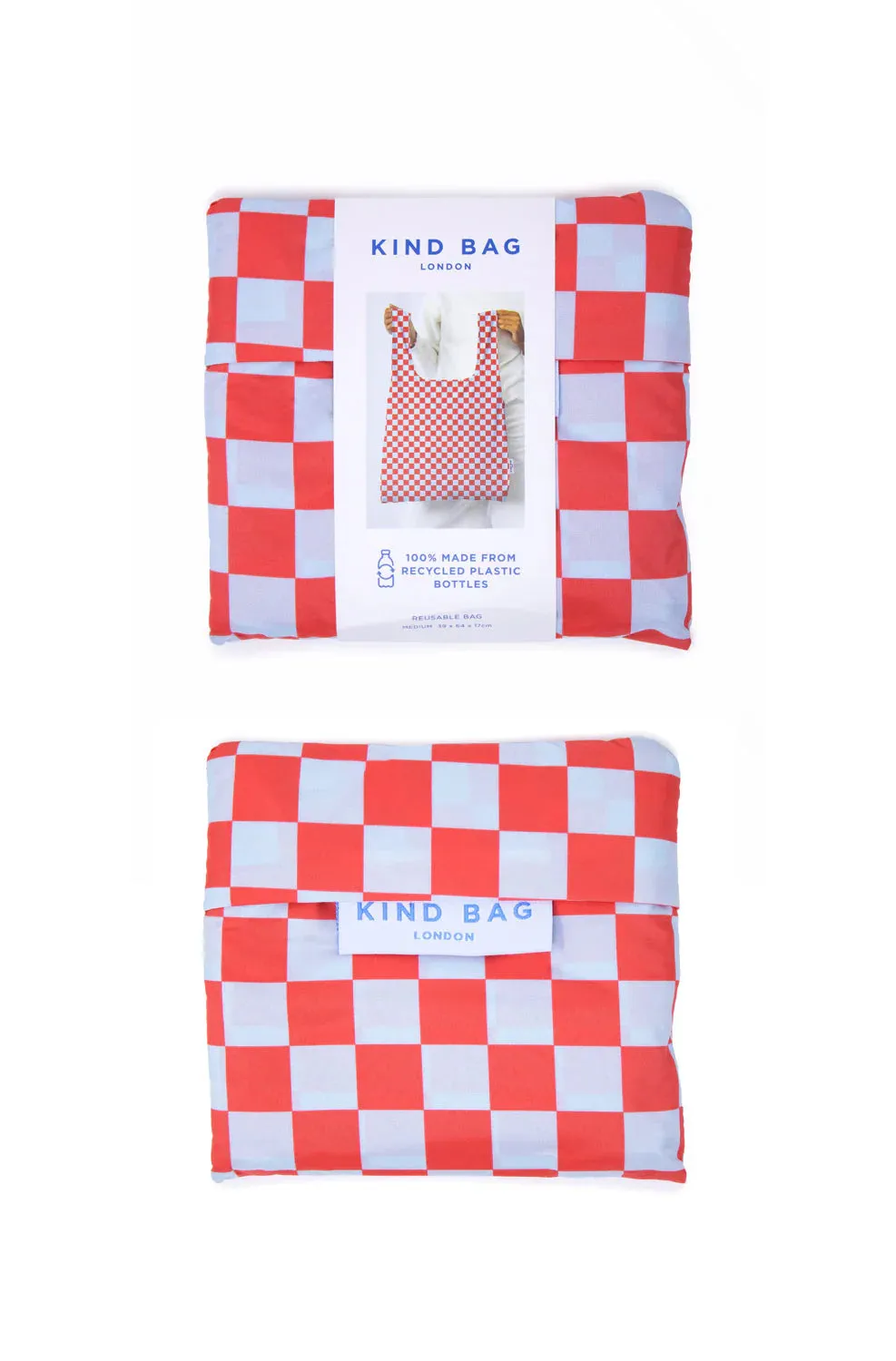 Medium Reusable Bag - Checkerboard Red & Blue