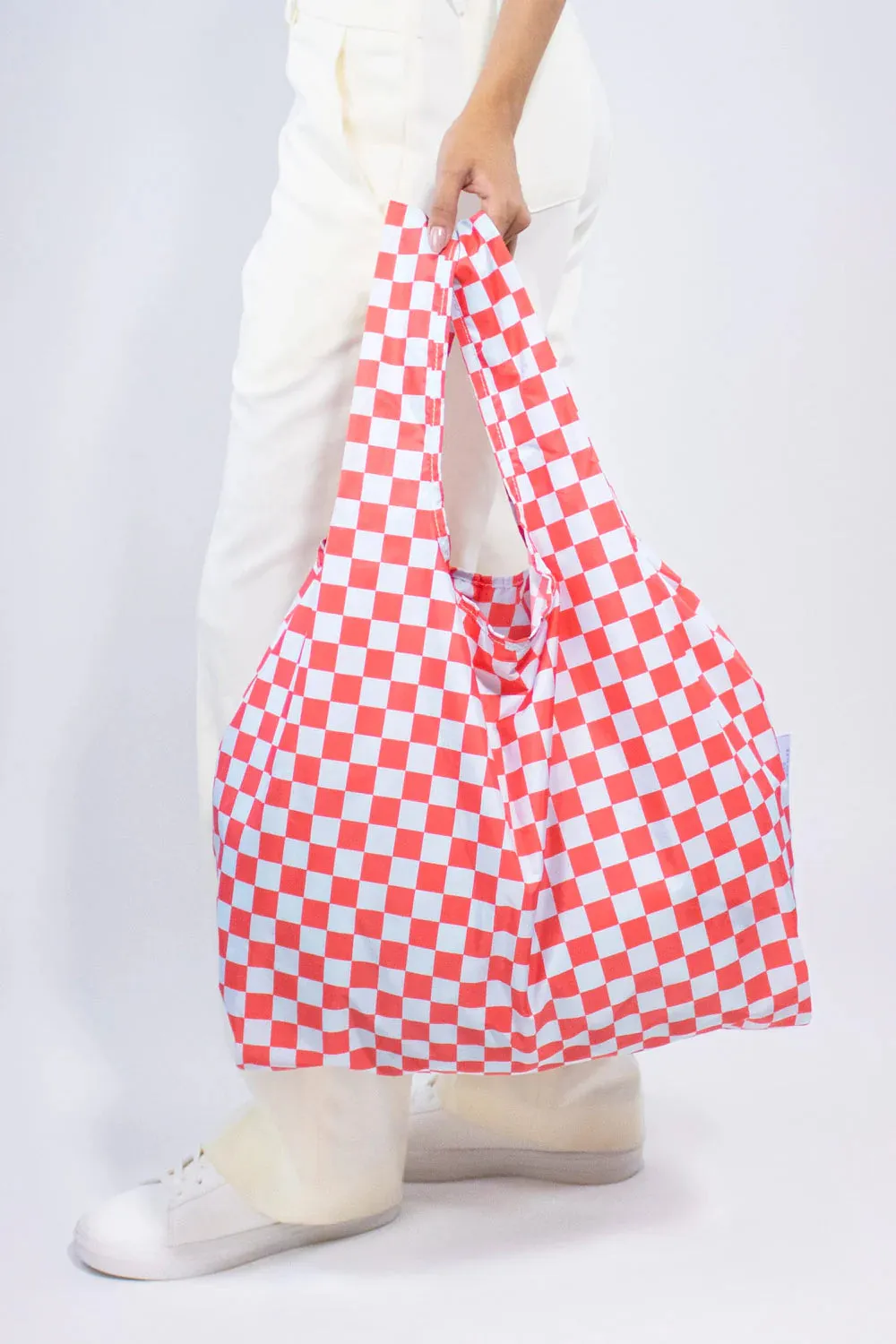 Medium Reusable Bag - Checkerboard Red & Blue