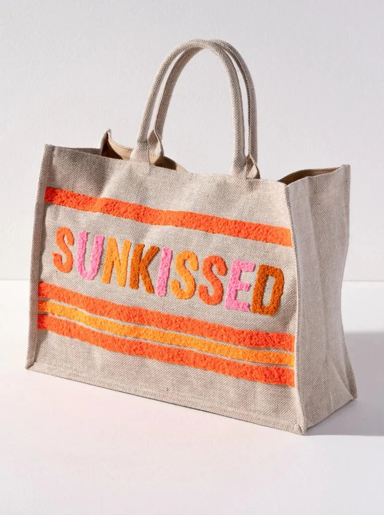 Natural Embroidered Tote Bags - Assorted