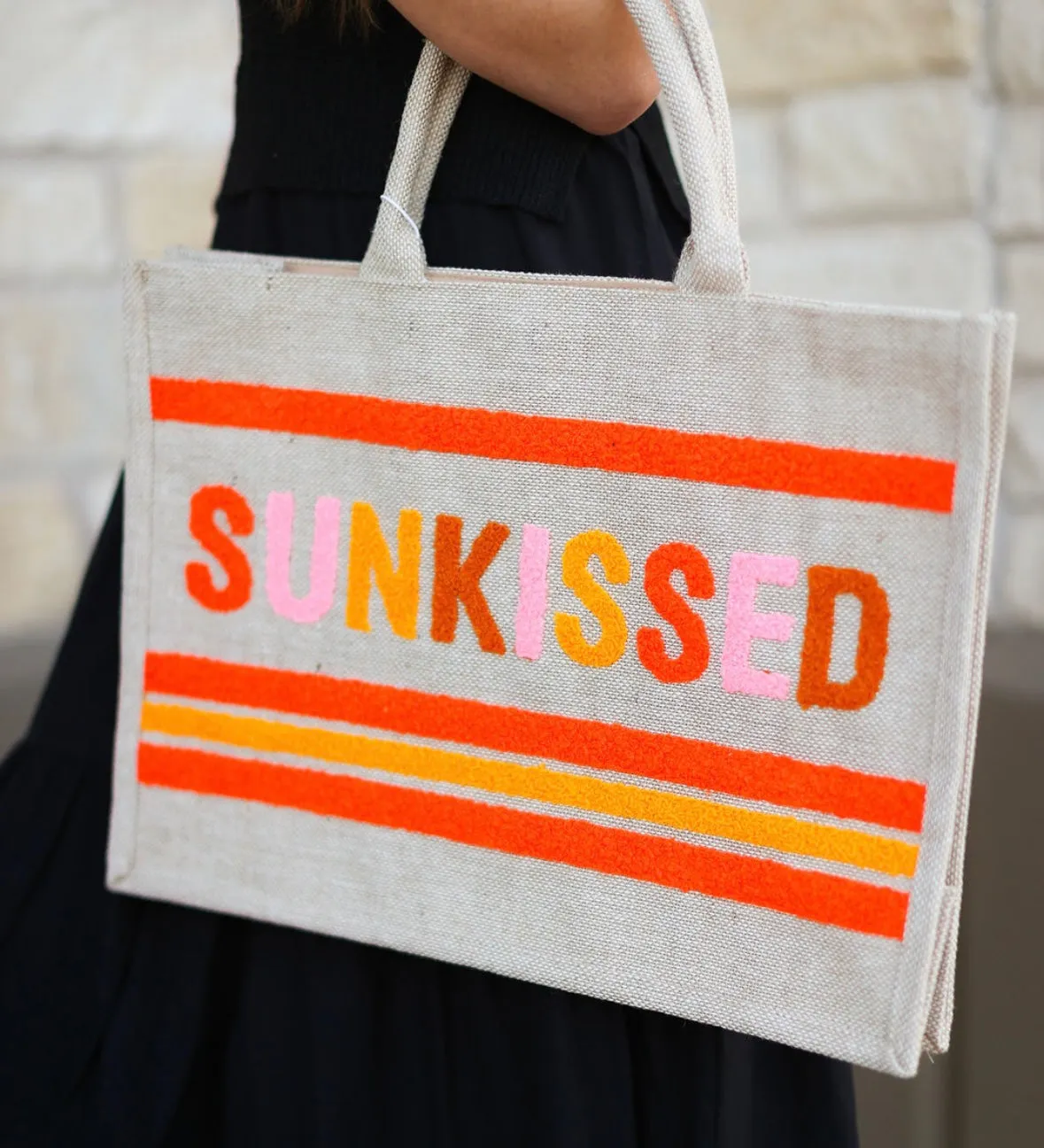 Natural Embroidered Tote Bags - Assorted
