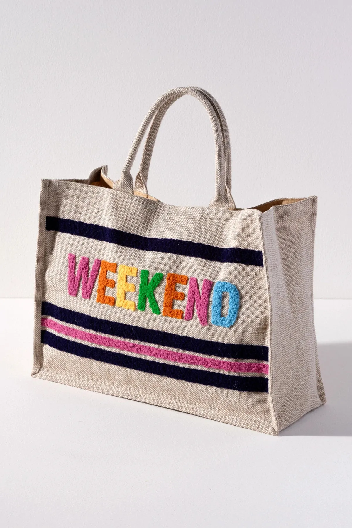 Natural Embroidered Tote Bags - Assorted