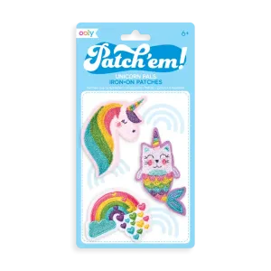patch 'em unicorn pals iron on patches - set of 3