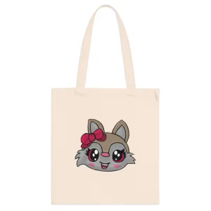 Pink Ribbon Brown Kitty Head Tote Bag