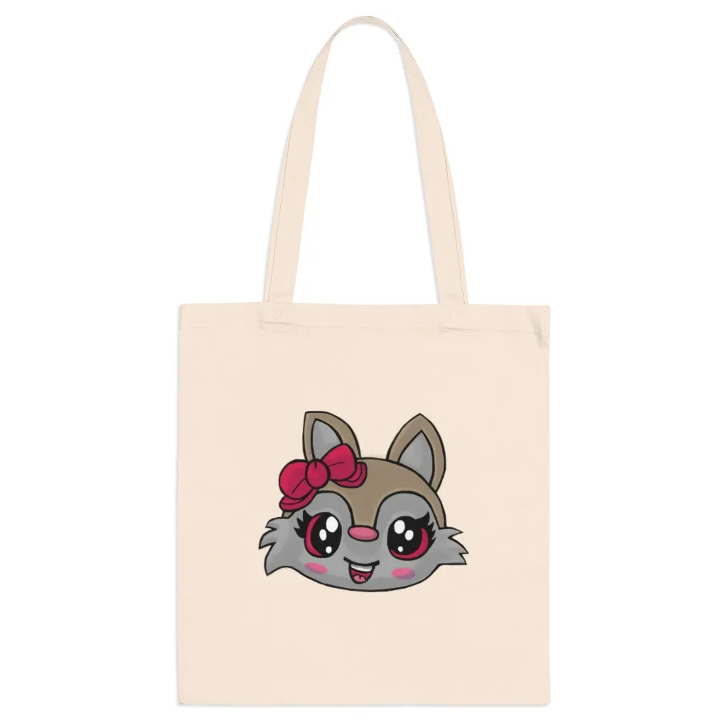 Pink Ribbon Brown Kitty Head Tote Bag