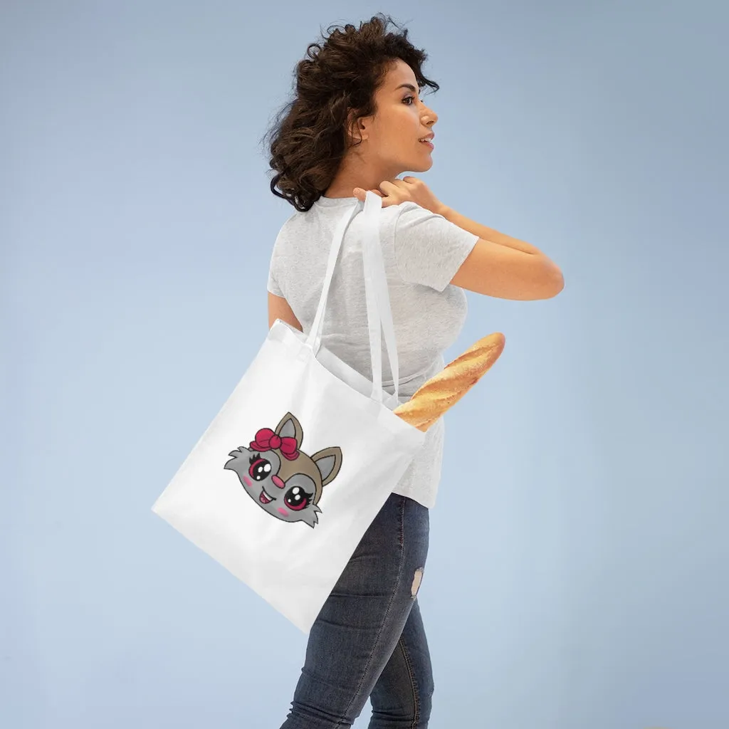 Pink Ribbon Brown Kitty Head Tote Bag